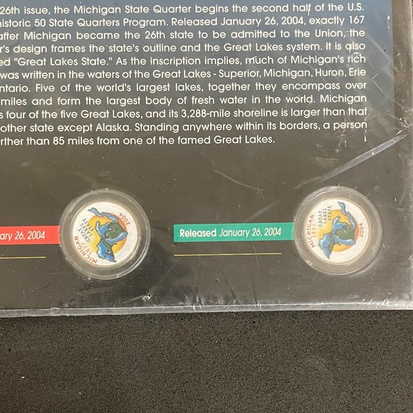Colorized State Quarter NEW Philadelphia & Denver Mint - Michigan NIP - Picture 4 of 4